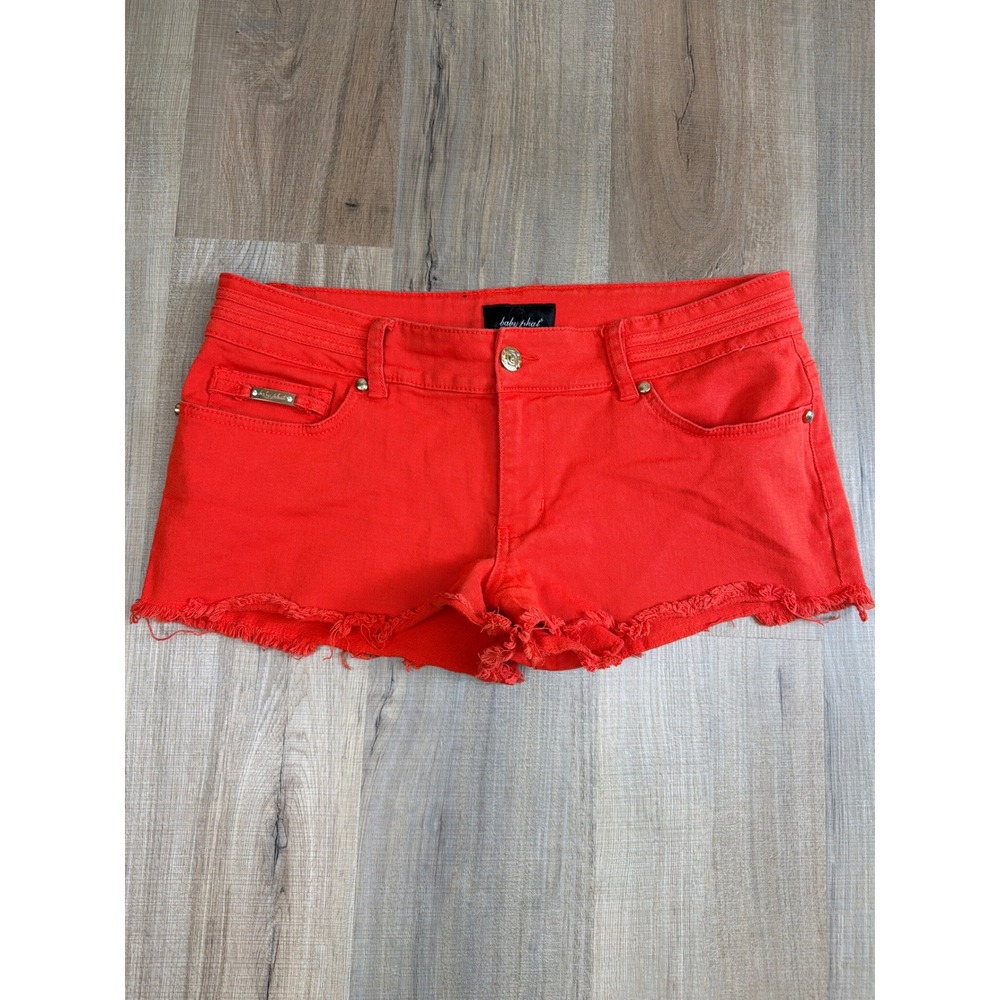 Baby Phat Womens Orange Red Denim Cutoff Shorts Embroidered Size 15 K1B686RDJW